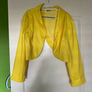 Samuel Dong Cropped Yellow Blazer Suit Jacket 2X Plus Size Tulip Back Bolero